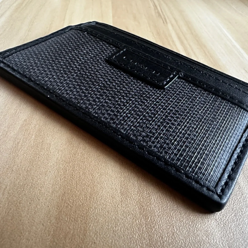 Coach Denim Signature Card Case Wallet Slim Credit Card Holder Black - NWOT